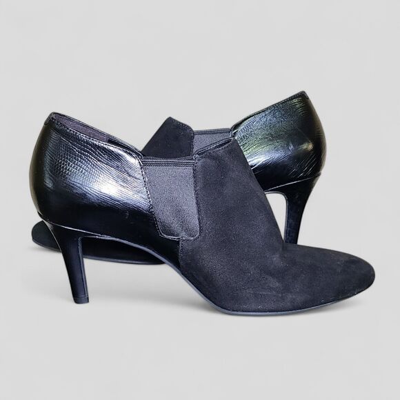 Cole Haan Maxfield Shootie ll Booties Womens Size 8B Black Suede/Reptile Leather - Picture 7 of 15